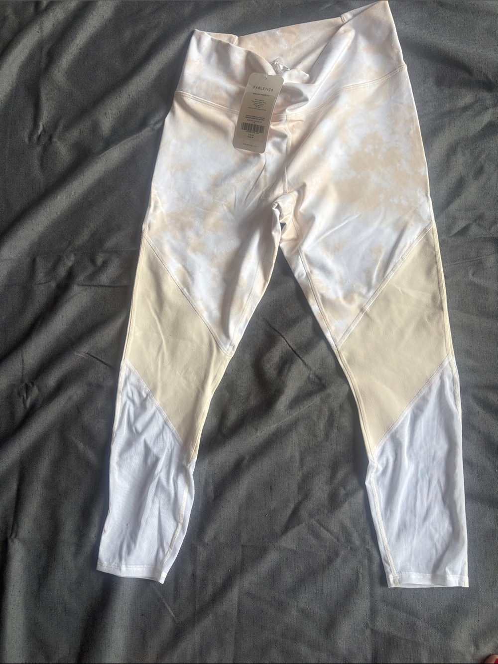 Fabletics White & Cream Tie-Dye Leggings